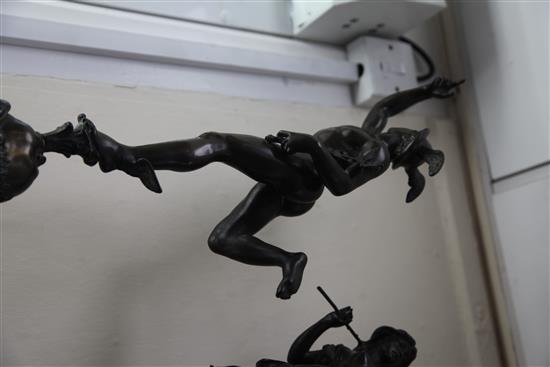 After Giambologna. A pair of bronze figures of Mercury and Companion, 26in.